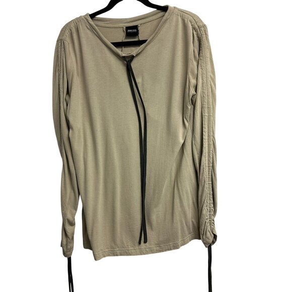 Jonny Cota Mens Drawstring Long Sleeve Shirt In Bone  Bamboo Blend Size Small - Picture 3 of 7